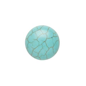 Cabochon, "turquoise" (resin) (imitation), 18mm calibrated round with matrix. Sold per pkg of 2.