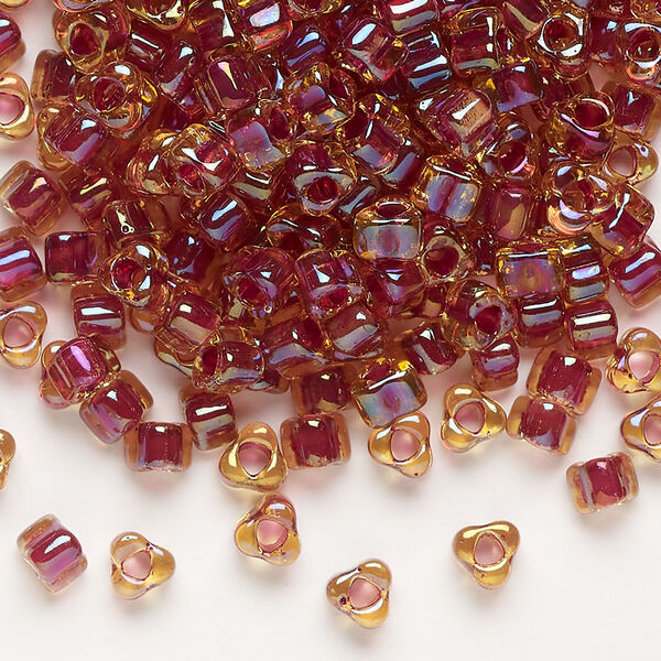 Seed bead, Miyuki 1pkg10g, glass, #5 triangle, transparent rose inside dyed color amber yellow (TR-1164) image number 0