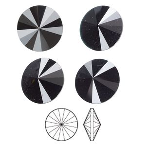 Chaton 4pk jet, Preciosa MAXIMA Czech crystal rhinestone 14mm rivoli