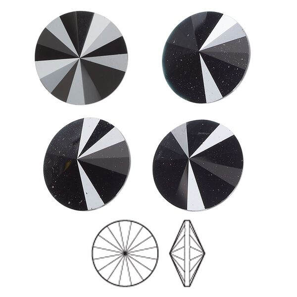 Chaton 4pk jet, Preciosa MAXIMA Czech crystal rhinestone 14mm rivoli image number 0