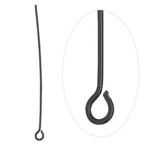 Eye pin, black-finished brass, 2 inches, 21 gauge. Sold per pkg of 50.