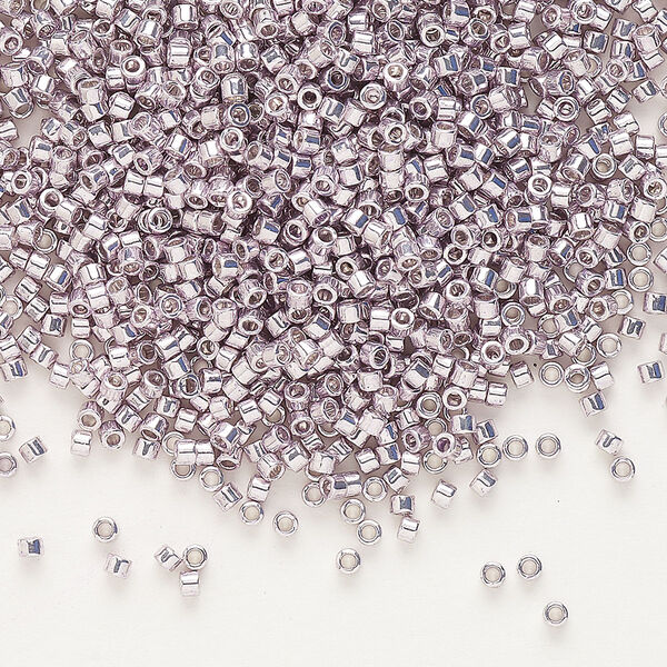 Seed bead, Delica®, glass, pkg/250g, #11 round, opaque galvanized light smoky amethyst (DB-0429). image number 0