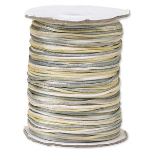 Cord, Satinique™, satin, coastal fog, 1.5mm small. Sold per 400-foot spool.