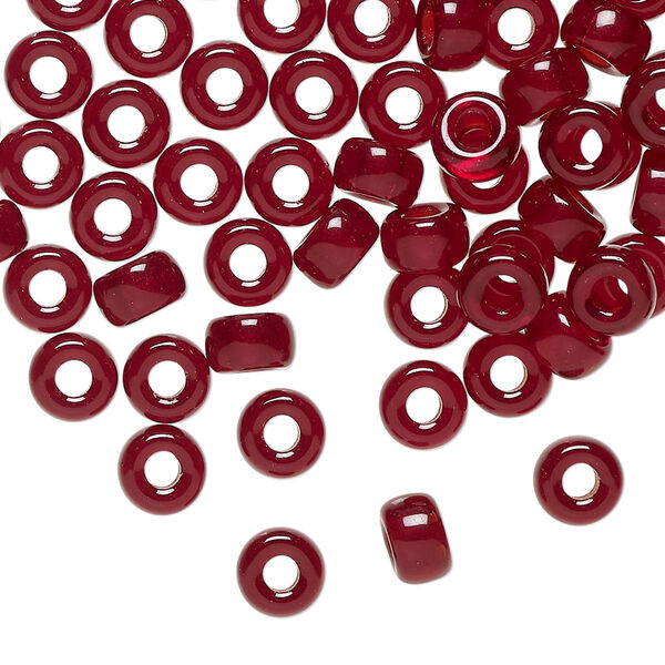 Czech pressed glass 1pkg100, crow bead transparent garnet red 6x4mm image number 0