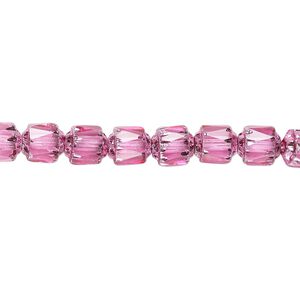 Bead, Czech glass, pink and metallic pink, 6mm round cathedral. Sold per 15-1/2" to 16" strand.