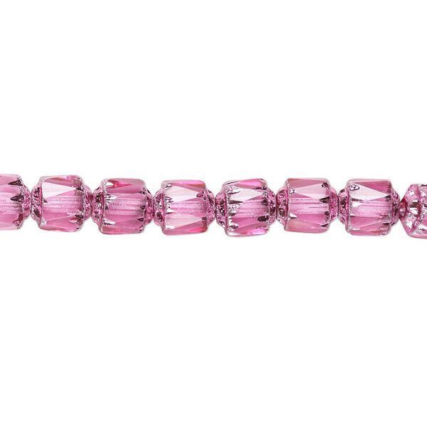 Bead, Czech glass, pink and metallic pink, 6mm round cathedral. Sold per 15-1/2" to 16" strand. image number 0