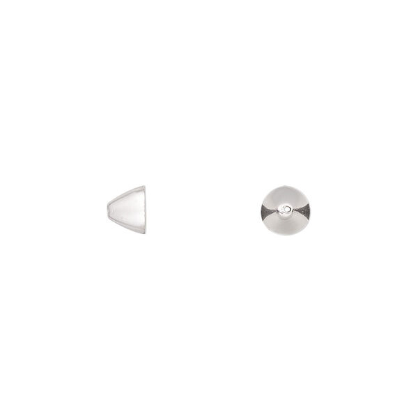 Bead cap, sterling silver, 5x4mm cone, fits 4-6mm bead. Sold per pkg of 6. image number 0