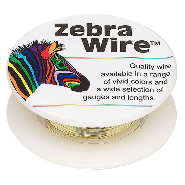 Wire, Zebra Wire™, brass, round, 28 gauge. Sold per 40-yard spool. image number 0