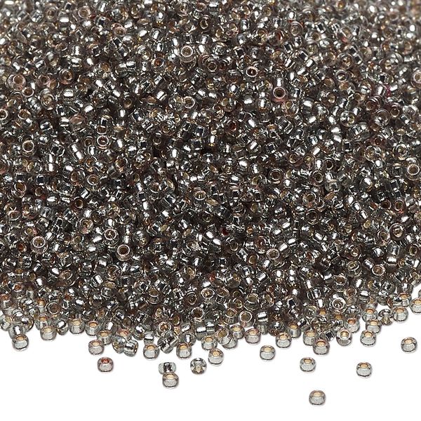Seed bead, Miyuki, glass, pkg/250g, #15 rocaille, Duracoat® transparent silver-lined dark seafoam, (RR-4274). image number 0
