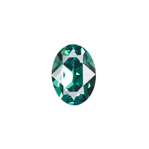Fancy stone 1pkg48 Caribbean green foil back, Swarovski&reg; ReCreated&trade;, 18x13mm oval 4120