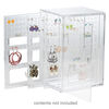 Display, earring, acrylic, clear, 9-1/2 x 6-3/4 x 5-1/2 inch box with side door and 4 slide-out panels. Sold individually. image number 1