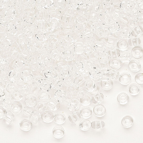 Seed bead, Dyna-Mites™, glass, transparent clear, #6 round. Sold per 40-gram pkg. image number 0