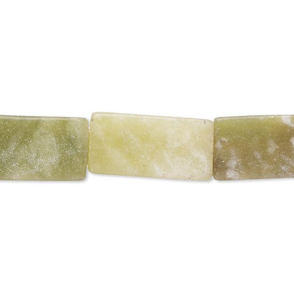 Bead, antique new "jade" (serpentine) (natural), 16x9mm-22x10mm flat rectangle, C- grade, Mohs hardness 2-1/2 to 6. Sold per 15-inch strand. image number 0