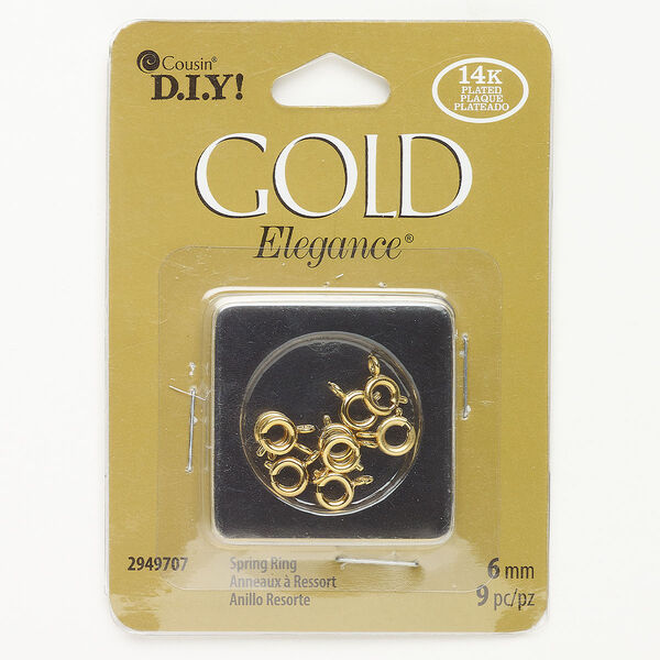 Clasp springring copper steel 9pk 6mm round, gold plate lacquer image number 0