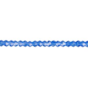 Bead 1pk 16 facets transparent medium blue, Celestial Crystal® 3mm bicone 15.5-16 inch