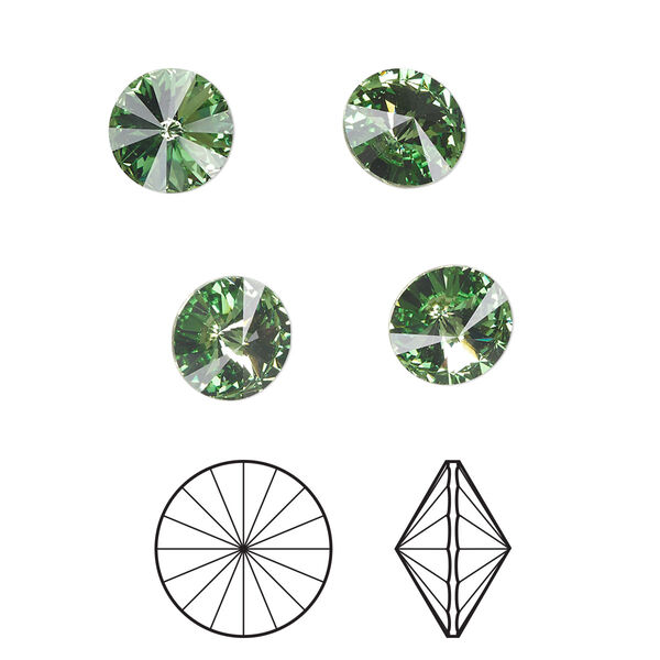Chaton 144pk peridot foil back, Swarovski® ReCreated™ 8.16-8.41mm rivoli SS39 1122 image number 0
