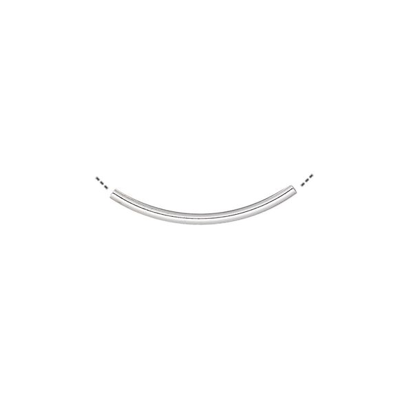 Bead, silver-plated brass, 20x1.2mm curved tube. Sold per pkg of 100. image number 0