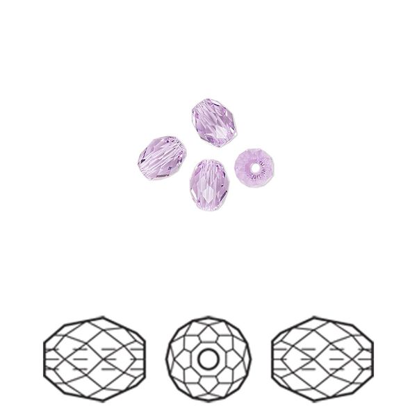 Bead 4pk violet, Crystal Passions® 5x4mm olive briolette 5044 image number 0