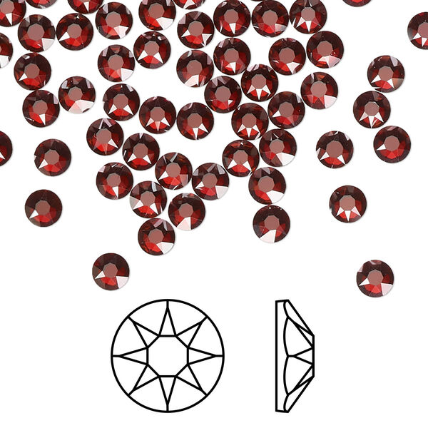 Flat back 144pk crystal red magma foil back, Crystal Passions® hotfix rhinestone 3.8-4mm rose round SS16 2078HF image number 0