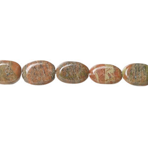 Autumn jasper 1pkg1, hand-cut flat oval bead natural, 14 inch 8x6mm-12x9mm