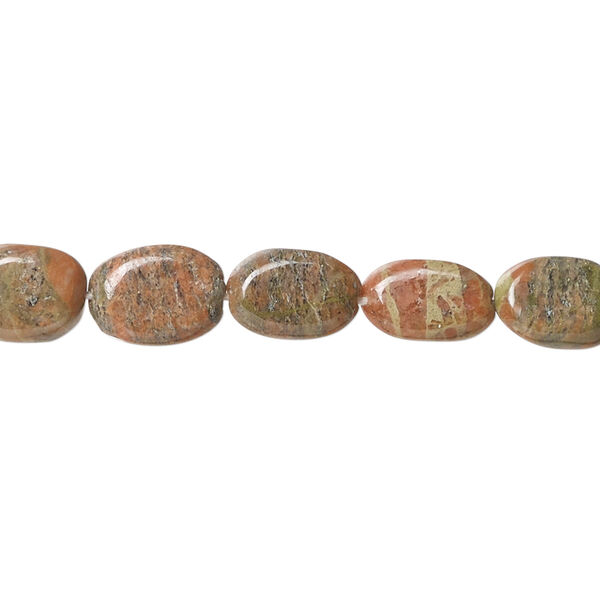 Autumn jasper 1pkg1, hand-cut flat oval bead natural, 14 inch 8x6mm-12x9mm image number 0