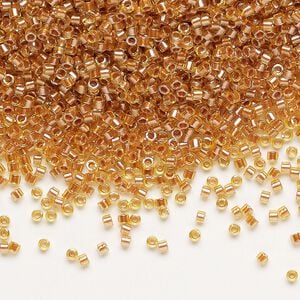 Seed bead, Delica®, glass, pkg/250g, #11 round, translucent copper pearl-lined marigold (DB-1702).