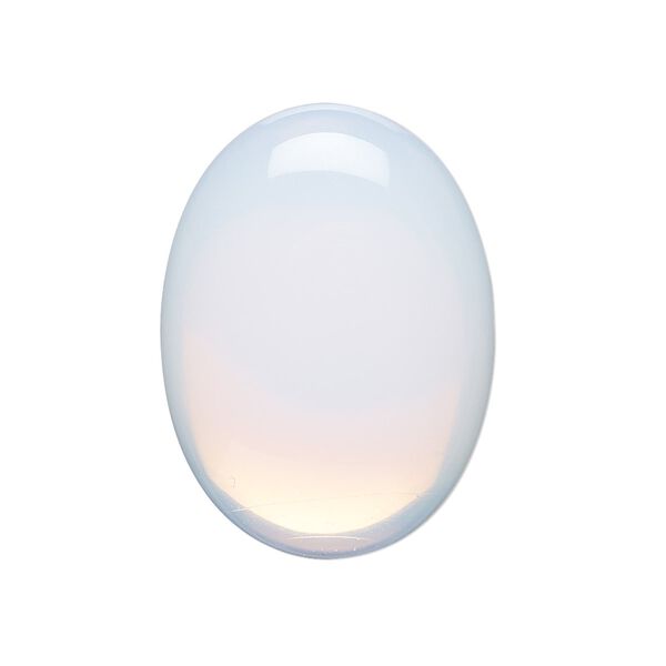 Cabochon, sea "opal" (glass), 30x22mm calibrated oval. Sold per pkg of 2. image number 0