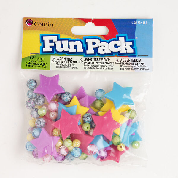 Acrylic 1pkg90, faceted round / flat star bead mix mixed colors mixed sizes image number 0