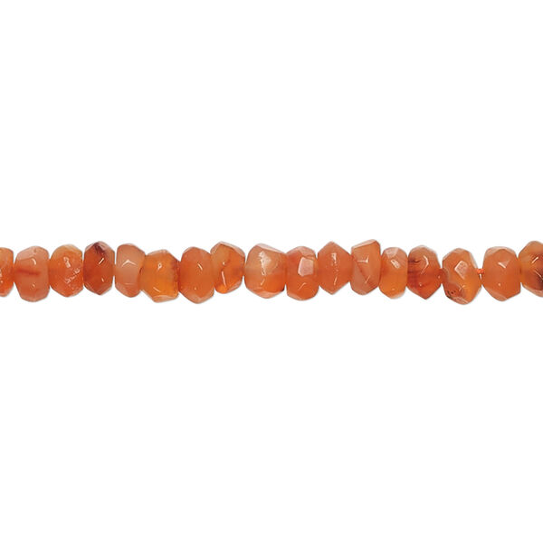 Carnelian 1pkg1, hand-cut tumbled faceted rondelle bead, 13 inch 3x2mm-5x4mm image number 0