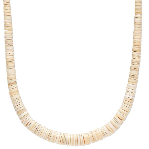 Bead, Indian volute shell (natural), tan, 3x2mm-8x3mm hand-cut graduated heishi, Mohs hardness 3-1/2. Sold per 18-inch strand. image number 0