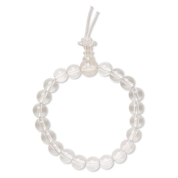 Bracelet, stretch, glass and acrylic, clear, 7-8mm round, 6-1/2 inches. Sold individually. image number 0