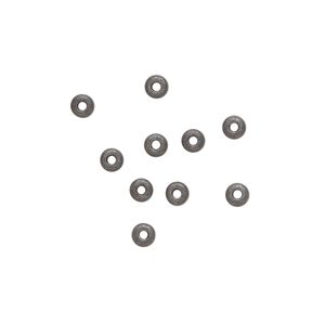 Bead, TierraCast®, black-plated pewter (tin-based alloy), 3x2mm nugget rondelle. Sold per pkg of 10.