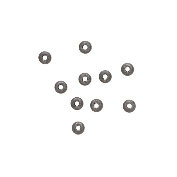 Bead, TierraCast®, black-plated pewter (tin-based alloy), 3x2mm nugget rondelle. Sold per pkg of 10. image number 0