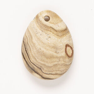 Picture jasper 1pkg1, top-drilled puffed teardrop focal natural, 40x29mm-40x31mm