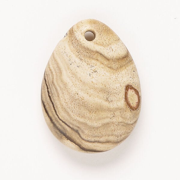 Picture jasper 1pkg1, top-drilled puffed teardrop focal natural, 40x29mm-40x31mm image number 0