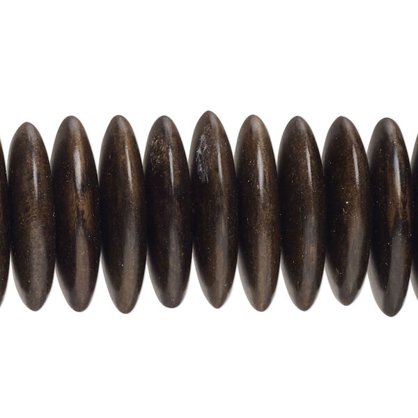 Bead, greywood (waxed), pkg/8 inches, grey brown, 19x4.5mm-21x5.5mm hand-cut rondelle. image number 0