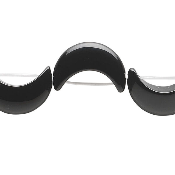 Bead, black onyx (dyed), 18x12mm crescent moon, B grade, Mohs hardness 6-1/2 to 7. Sold per pkg of 12. image number 0