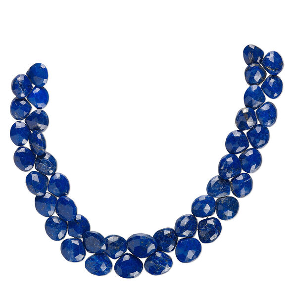 Bead, lapis lazuli (natural), 9-12mm hand-cut faceted puffed teardrop, B+ grade, Mohs hardness 5 to 6. Sold per 8-inch strand, approximately 40 beads. image number 0