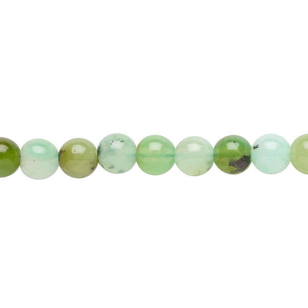 Bead, chrysoprase (natural), 6mm round, C grade, Mohs hardness 6-1/2 to 7. Sold per 8-inch strand, approximately 30 beads. image number 0