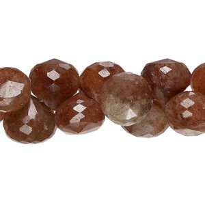 Strawberry quartz 1pkg1, hand-cut top-drilled faceted teardrop bead natural 7 inch 10x9mm-12x12mm