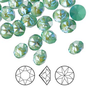 Chaton 6pk crystal silky sage DeLite, Crystal Passions® 8.16-8.41mm round SS39 1088