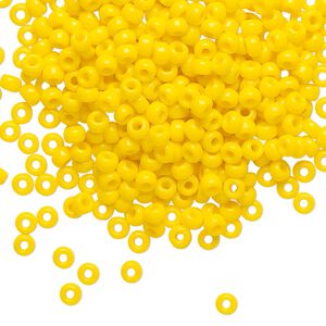 Seed bead, Miyuki, glass, pkg/250g, #8 rocaille, opaque canary, (RR-404D).