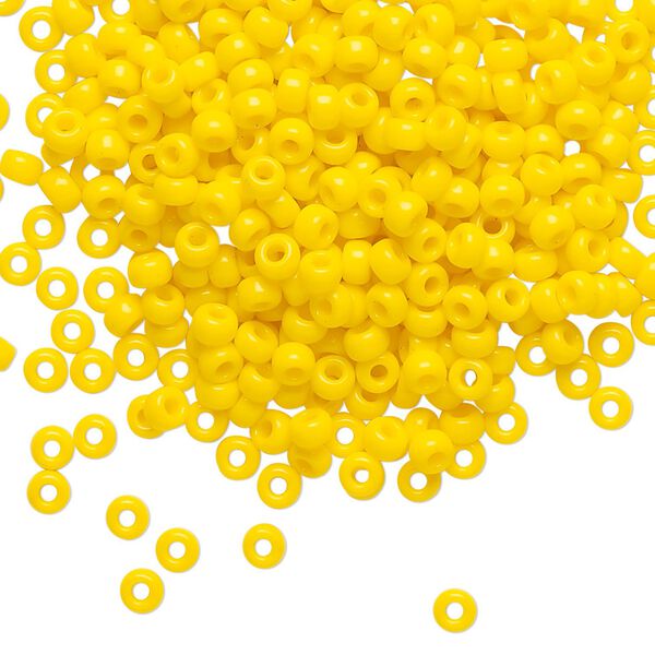 Seed bead, Miyuki, glass, pkg/250g, #8 rocaille, opaque canary, (RR-404D). image number 0