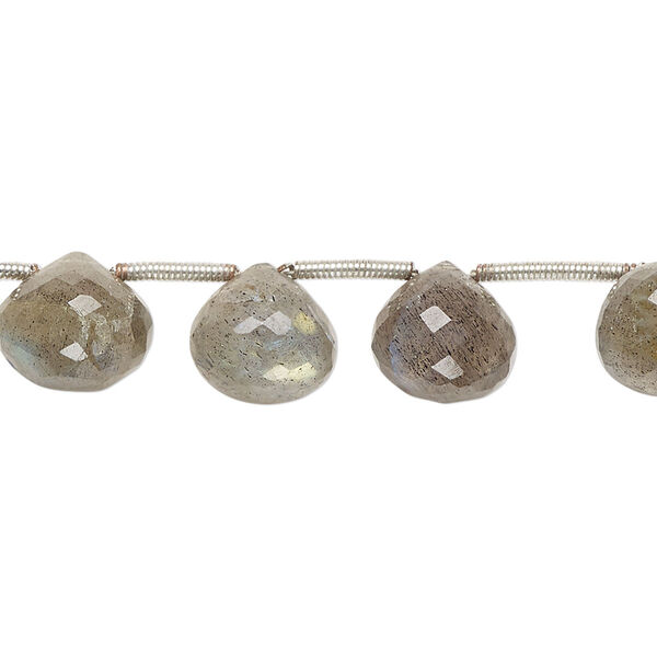 Labradorite 1pkg15, hand-cut top-drilled faceted teardrop bead natural 8-10mm image number 0