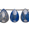 Lapis lazuli 1pkg6, hand-cut top-drilled faceted puffed teardrop bead natural, 17x13mm-21x16mm image number 0