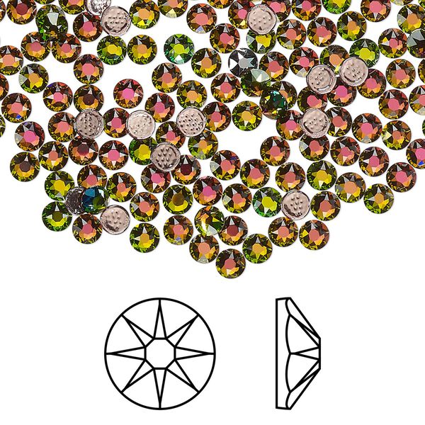 Flat back 1440pk crystal vitrail medium foil back, Swarovski® hotfix 3-3.2mm round SS12 2078 image number 0