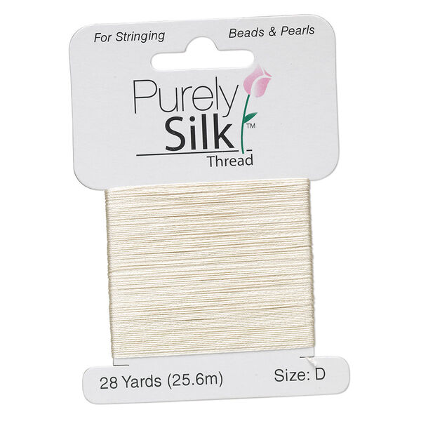Thread, Purely Silk™, ecru, size D. Sold per 28-yard card. image number 0