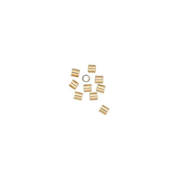 Crimp, 12Kt gold-filled, 2mm smooth tube, 1.1mm inside diameter. Sold per pkg of 10. image number 0