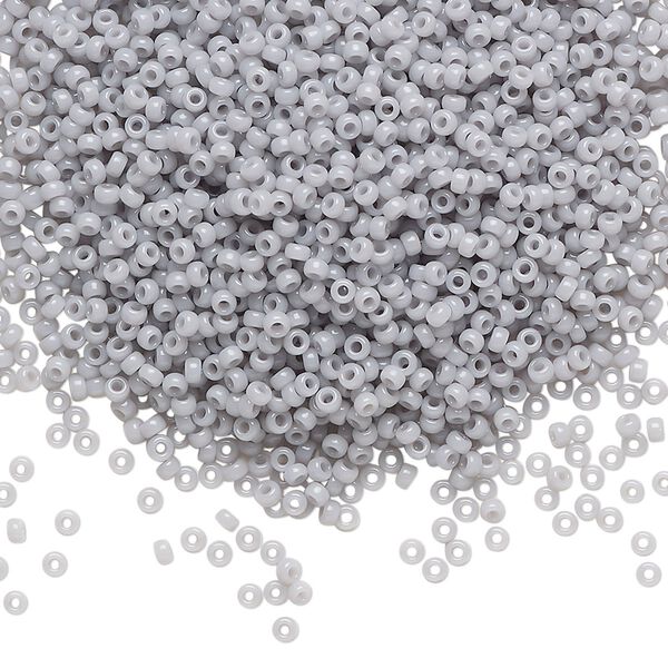 Seed bead, Miyuki, glass, pkg/35g, #15 rocaille, opaque ghost grey, (RR-498). image number 0