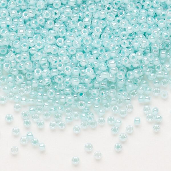 Seed bead, Dyna-Mites™, glass, pkg/40g, #11 round, opaque ceylon pastel blue, (335 11/0 RR). image number 0